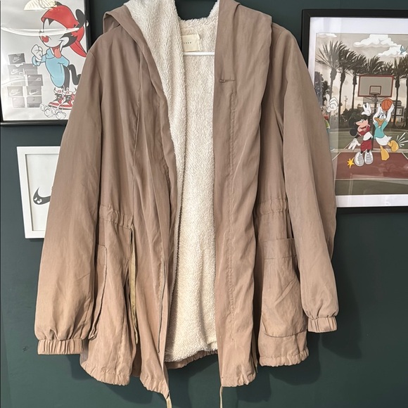Lush Tan Utility Jacket Relaxed Fit Shawl Collar - Picture 1 of 4